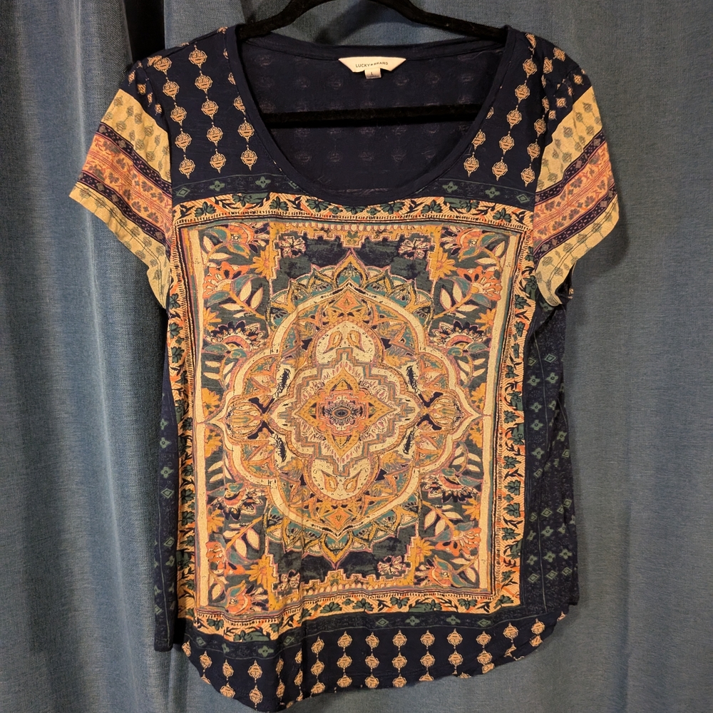 Lucky Brand Multicolor Patterned Short Sleeve Tee